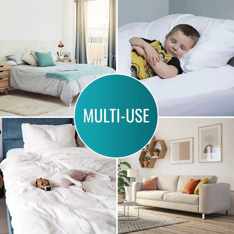 Waterproof Bed Pad And Mattress Protector For Furniture Or Seat Covers With Quilted Slide Sheet And Four-Layer Protection, Straps, 28 By 36 Inches, FSA And HSA Eligible, Guards Against Spills, Pet Dander, Incontinence, And Accidents in multi-use settings including bedroom and living room.