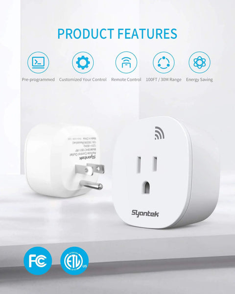 Wireless Remote Outlet Kit For Home Electronics And Lamps Expandable Light Switch System With 3 Outlets And Remote Up To 100 Ft Range Plug And Play FCC Certified ETL Listed Easy Install White