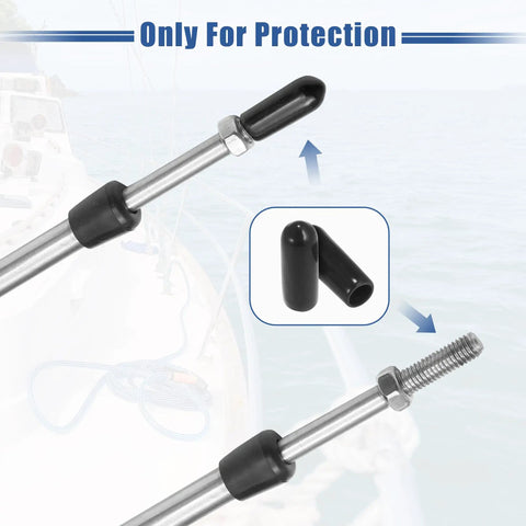 Marine Throttle And Shift Remote Control Cable Kit 16ft 5m Black With Clevis Fits Yamaha Honda Suzuki Nissan Tohatsu Chrysler Outboard Engines Two Pack, close-up of cable end and protective cap.