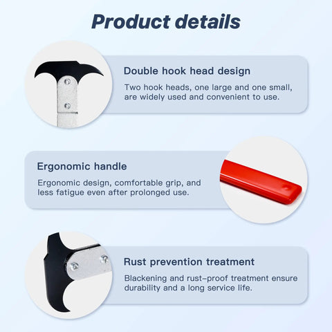 Oil Seal Removal Tool With Dual Hook For Quick Wheel Seal Twister showing double hook head and ergonomic handle details.