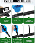 Step-by-step use of All In One Drip Irrigation Kit With 2 In 1 Hole Punch And Hose Cutter 34 Pc Tool Set Including 16 Barbed Connectors And 16 Drip Plugs