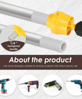 Heavy Duty Pvc Pipe Threader Kit With Electric Drill Adapter And One Half Inch Reusable Die For Cutting Internal Threads On Plastic Conduits And Plumbing Pipes Easy Rv Home Diy Installation with 1/4" hexagonal handle for drill.