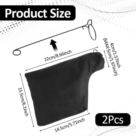 Heavy Duty Miter Saw Dust Collection Bags With Durable Zipper And Reinforced Wire Rim, Universal Adjustable Sleeve Fits Table Saws And Belt Sanders, No Sweat Woodworking Shop Cleanup size details shown.