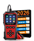 All-In-One 6V 12V 24V Battery Tester For Cars, Trucks, And Bikes With Built-In Reverse Polarity Protection, Test Range 10-2000 CCA Across Flooded, AGM, Gel, EFB, And Lithium, handheld tester with screen