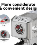 Slick Stainless Steel Espresso Machine Serving Hella Creamy Shots With 20 Bar Pressure And Automatic Milk Frother For Killer Cappuccinos Compact Home Brewer Keeps Your Daily Drip Smooth And Stress Free, showing pressure gauge and control panel.