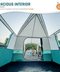 Interior view of Six Person Family Camping Tent With Screen Porch Weatherproof All Season Large Cabin Style Shelter