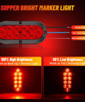 Beefy 6 Inch Oval LED Trailer Tail Light Kit 4 Lights Surface Mount 2R2W IP67DOT with dual brightness settings showcased