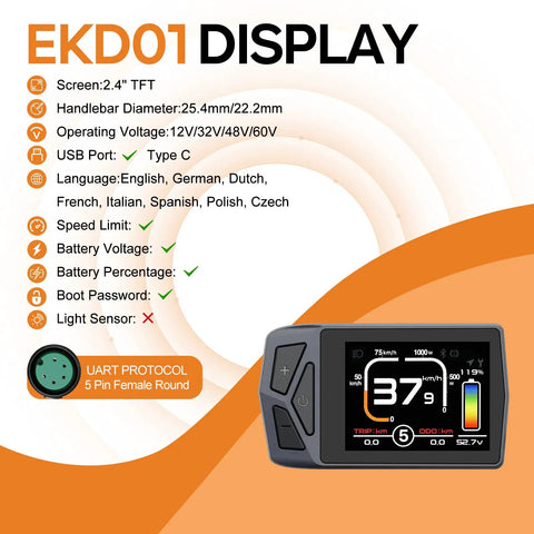 Ebike Conversion Kit 48V 1000W Beast Rear Hub Motor For 26 Inch Fat Tire Bikes With EKD01 Display specifications and features