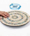 13.4 Inch Round Mother Of Pearl Lazy Susan With Dot Blue Shell Design Hella Smooth Rotating Turntable Tray with hand