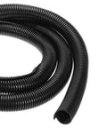 Slick Ten Foot Black Split Wire Loom Tubing Packing A Bendy One And A Half Inch Covering for organizing cables.