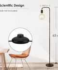 Dope Bronze Industrial Floor Lamp 63 Inch Standing Light With E26 Socket Full Metal ETL Listed next to modern chair and table
