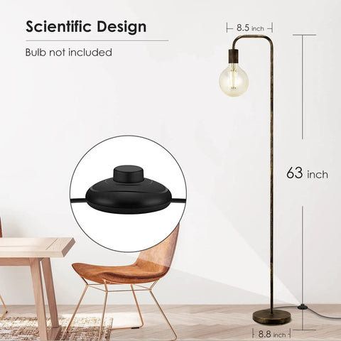 Dope Bronze Industrial Floor Lamp 63 Inch Standing Light With E26 Socket Full Metal ETL Listed next to modern chair and table