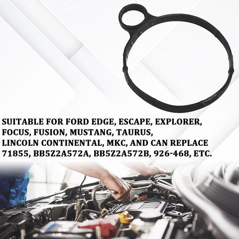 Top Shelf Vacuum Pump Gasket Straight Bolt On Swap For Ford Edge Escape Explorer Focus Fusion Mustang Taurus Lincoln Continental MKC Engine Rubber Seal Replacement 926 468 Bb5z2a572a Bb5z2a572b 1 Pc No Mess Guaranteed Fit close-up view on engine part.