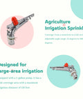 2 Inch Water Spray Gun For Big Coverage Rotary Sprinkler For Farm Lawn And Garden Irrigation, 360 Degree Adjustable Sprinkler Head, Wide Spray Pattern, Durable Aluminum Swivel Arm