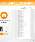 Tough As Nails Heavy Duty Steel Closet 72 Inch Tall Lockable Storage Cabinet dimensions showing 32" x 16" x 72" with weight capacity.