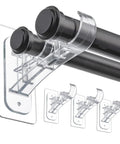 No Drill Adhesive Double Curtain Rod Brackets Set Of 4 Renter Friendly Heavy Duty Curtain Holders with dual rods in clear view