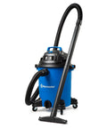 Heavy Duty 8 Gallon Wet Dry Shop Vac Delivering 75 Cfm Raw Heavy Lifting Suction For Serious Garage Cleanups with hose and wheels.