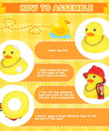 Firefighter Rubber Duck Car Ornament Kit With Hard Hat, Glasses, Gold Necklace And Fire Extinguisher DIY Assemble Guide