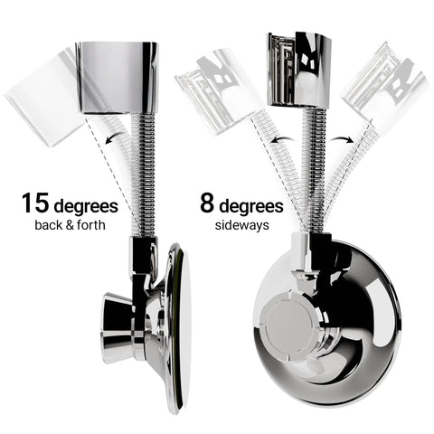 Flexible Shower Head Holder With Adjustable Vacuum Suction Cup Mount For Handheld Shower Heads Easy Wall Mount Chrome Finish Includes Adhesive Sticker For Strong Grip And Flexible Positioning