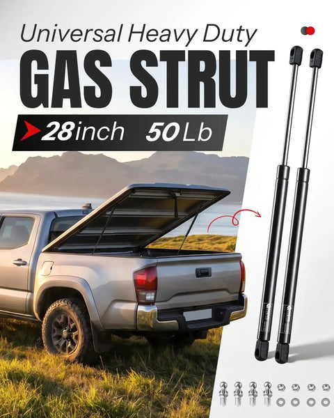 Built Tough 50 Lb Gas Struts For Tonneau Covers And Rv Beds Smooth Lift Support With 28 Inch Extended Length and 10Mm Ball Joint Ends