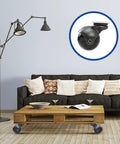 Heavy Built Swivel Plate Caster Wheels 2 Inch 4 Pack Smooth As Butter Roller Casters for coffee table on hardwood floor.