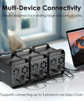 Hella Fast Badass 4 Bay External Hard Drive Enclosure For 3.5 and 2.5 Inch Sata Hdd Ssd With 10Gbps Usb C Support Up To 88Tb Capacity And Smart Cooling Fans Premium Aluminum Shell For Reliable Desktop Backup Station with multi-device connectivity setup.