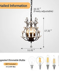 Crystal Branch Chandelier Flush Mount With Vintage Farmhouse Vibe Matte Black 11 Inch Diameter Requires 4 E12 Bulbs Not Included