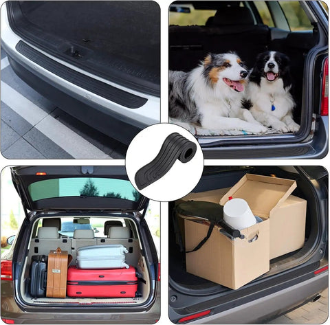 Heavy Duty Tailgate Saver And Rear Kickplate Defender Flex Tread Guard shields sill while protecting cargo and pets in Tesla Cybertruck.
