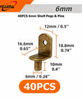 Rock Solid Steel Shelf Pins, Slick Bronze Plated 1/4 Inch Pegs, Heavy Duty Cabinet Retainers For Zero Hassle Storage In Kitchen Closets And Bookcases (40 Piece Set) detailed dimensions