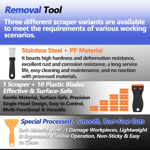 Scraper variants from All In One 82 Piece 3D Printer Tool Kit In Durable Case With PTFE Cutter Deburring Tools for FDM Printers.
