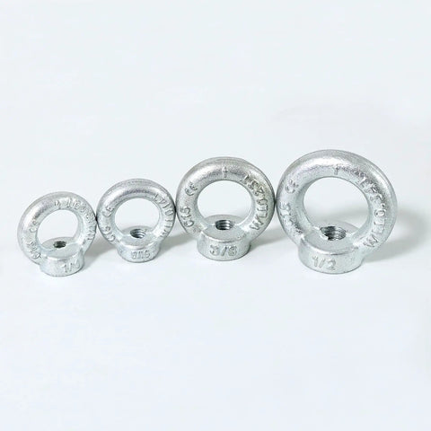 Heavy Duty Lifting Eye Nuts 3/8-16 UNC Thread, Drop Forged Galvanized C15 Steel, Ring Shape Lifting Eye Nut for Hoists, 4 Pack