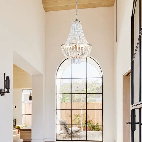 Modern Crystal Chandelier 4 Light Pendant For Dining Room And Living Areas Dope Farmhouse Minimalist Hanging Light Fixture in entryway