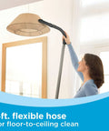 Dustbuster Flex Cordless Handheld Vacuum with four-foot flexible hose cleaning lampshade, 20V Max Battery, for home pet and car cleaning.