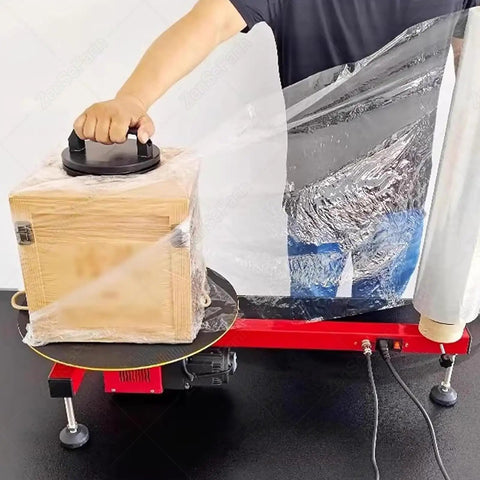 Electric Stretch Film Wrapping Machine Dispenser For Pallet Packing wrapping box on 40cm turntable, heavy duty use