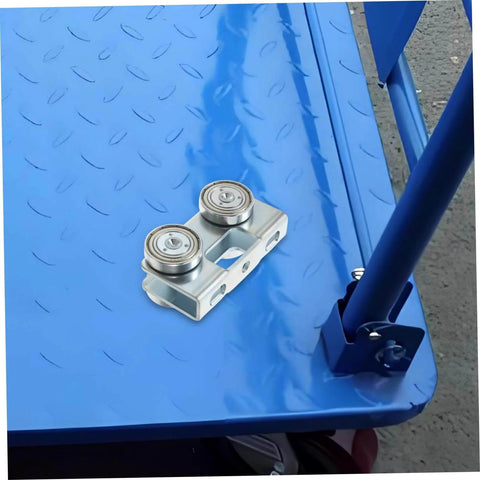Heavy Duty Sliding Door Roller Wheels For Barn And Cabinet Doors, U Type Track Pulley System, on a blue metallic surface