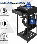 Police Gear Stand With Gun Storage, Heavy Duty Metal Rack, steel frame with 50 lb hooks for belts and vests