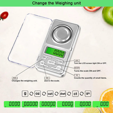 Pocket Milligram Scale With 50G Capacity And 0.001G Resolution Digital LCD Display open showing weighing plate and buttons