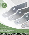 Close-up of galvanized steel brackets from Four Sets Trailer Wood Side Brackets Latches Kit for durable use on trailers.