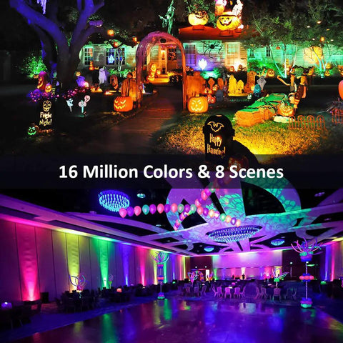 Outdoor event illuminated with Two Pack 20W Smart LED Flood Lights With RGBCW 2700K-6500K Dimmable IP66 Waterproof Wall Washer