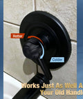 Lever Handle Replacement for 10424 Fits Delta 1700 Monitor Tub And Shower Faucets in Matte Black on tiled wall