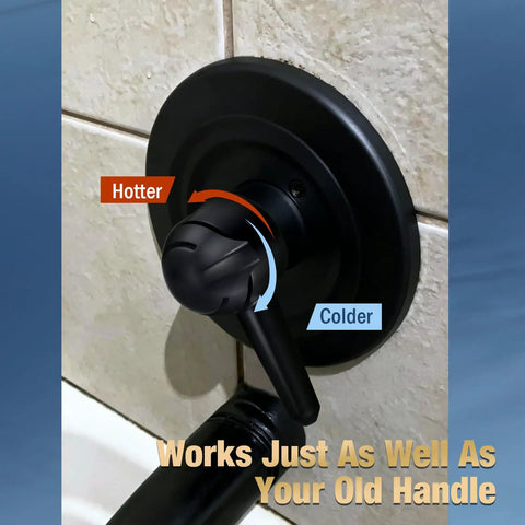 Lever Handle Replacement for 10424 Fits Delta 1700 Monitor Tub And Shower Faucets in Matte Black on tiled wall