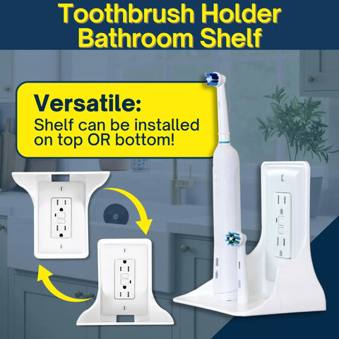 Floating Wall Outlet Shelf With Cord Storage Strap For Bedroom, Bathroom And Kitchen No Drill Needed To Reclaim Counter Space And It Fits Echo Dot, Alexa Stand, HomePod Mini, And More In White 1 Pack