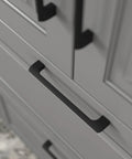 Close-up of 15 Pack Flat Black 10 Inch Hole Center Solid Metal Cabinet Handles for kitchen and bathroom drawers, installed view