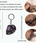 Lightning Pattern Welding Helmet Keychain With Durable Chain And Key Ring, 3.9in x 0.16in, 2D Flat Acrylic Design for Keys and Bags