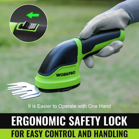 2-In-1 Cordless Grass Shear And Shrub Trimmer For No-Fuss Pruning Of Hedges And Grass, Handheld Electric Trimmer with ergonomic safety lock, green