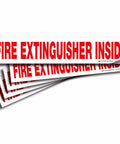 Fire Extinguisher Inside Sticker Sign 4 Pack 9 By 1.7 Inch Laminated Vinyl Peel And Stick Indoor And Outdoor Weatherproof UV Resistant Fade Resistant Notice For Quick Fire Safety And Easy Spot