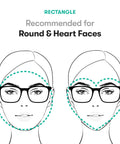 Rectangle Safety Glasses Z87.1 Certified for round and heart faces, lightweight poly lenses, low bridge fit, protective specs