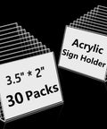 30 Piece Small Acrylic Sign Holders Three And A Half By Two Inches Clear Tabletop Display Stands with labels