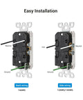 Back and side wiring demonstration of Decorator Receptacle Outlet 20 Pack Standard Wall Outlets 15 Amp 125 Volt Tamper Resistant.