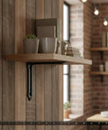 Sturdy Matte Black Iron Floating Shelf Bracket For Industrial Rustic Wall Decor Heavy Duty Shelf Support with wood shelf and decor